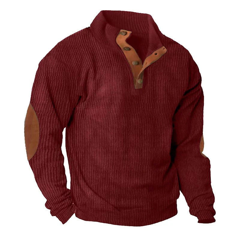 Corduroy casual stand collar long-sleeved sweater in various colours