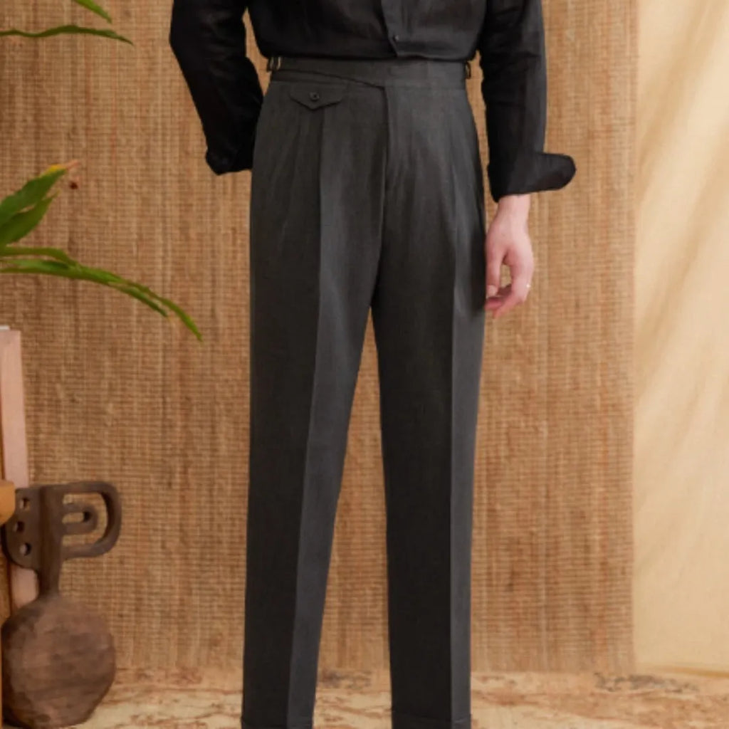 Men's slim fit business casual trousers in polyester fabric available in three colours