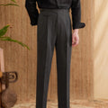 Men's slim fit business casual trousers in polyester fabric available in three colours
