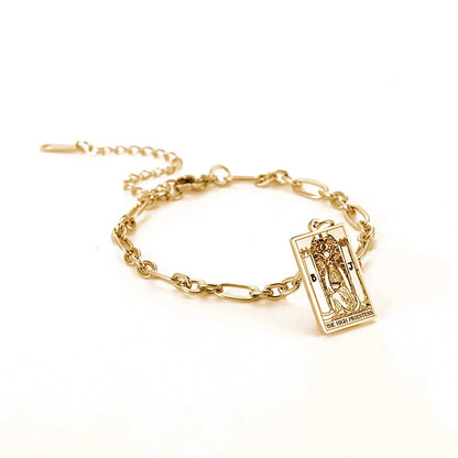12 Tarot Card Series Stainless Steel Bracelet with 18K Gold Plating