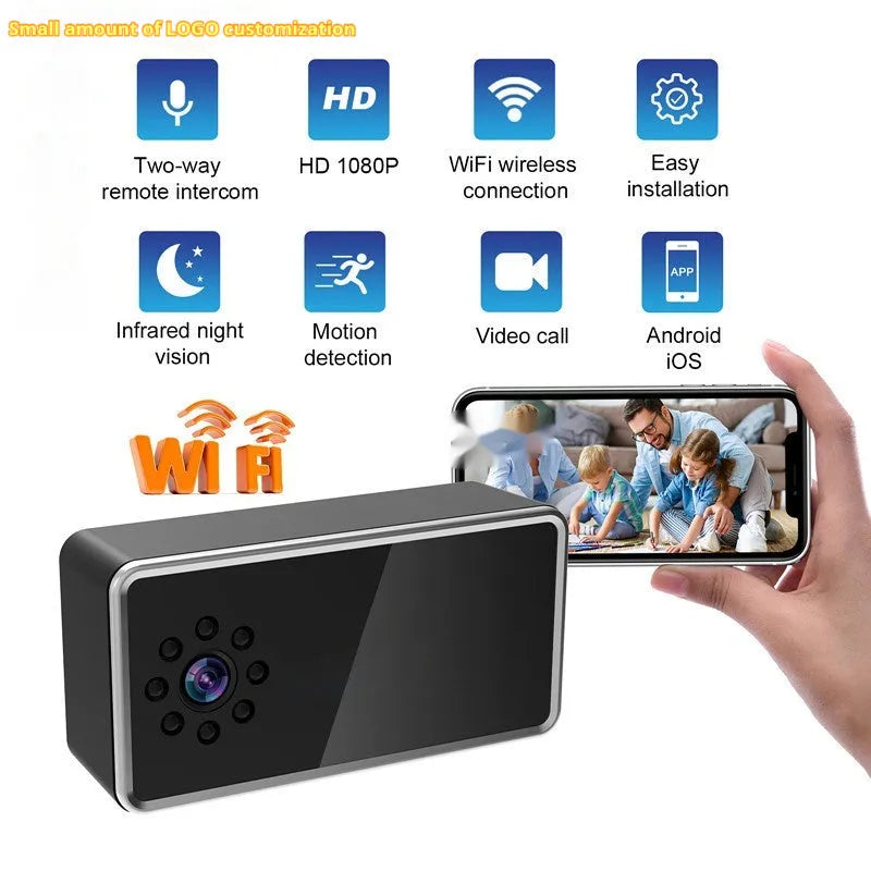Wireless network surveillance camera unit with compact design for indoor monitoring