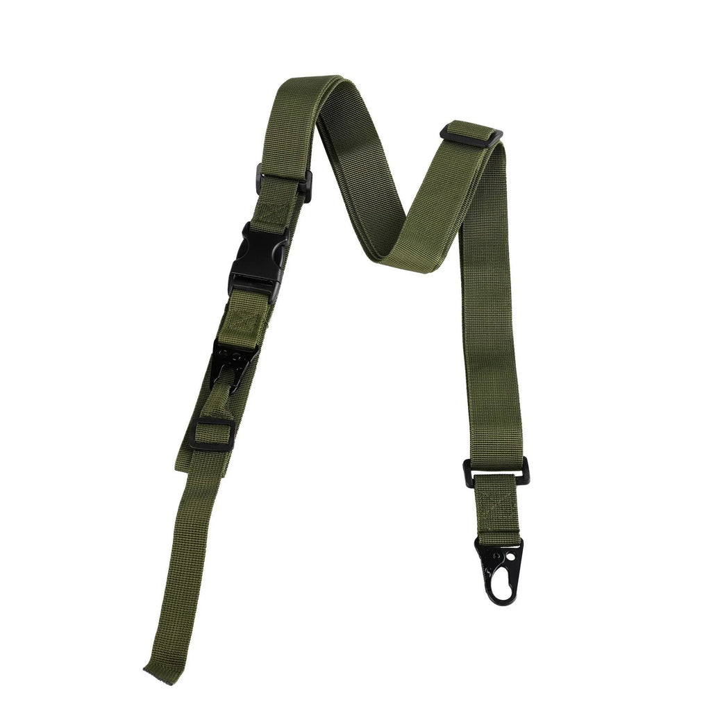 Nylon crossbody sling strap with alloy buckle in army green colour showing 148cm length
