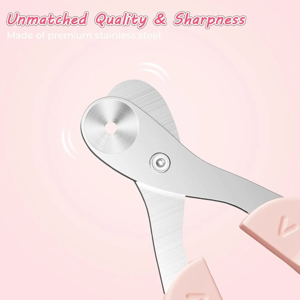 Blue cat nail clipper with a round positioning hole and non-slip handle for trimming pet nails