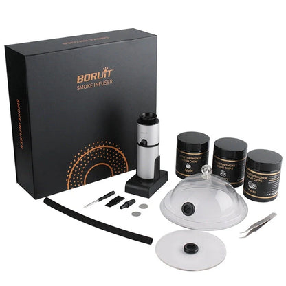 Compact charcoal smoking set for authentic flavours, dimensions 290x290x87mm