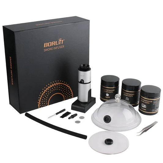 Compact charcoal smoking set for authentic flavours, dimensions 290x290x87mm
