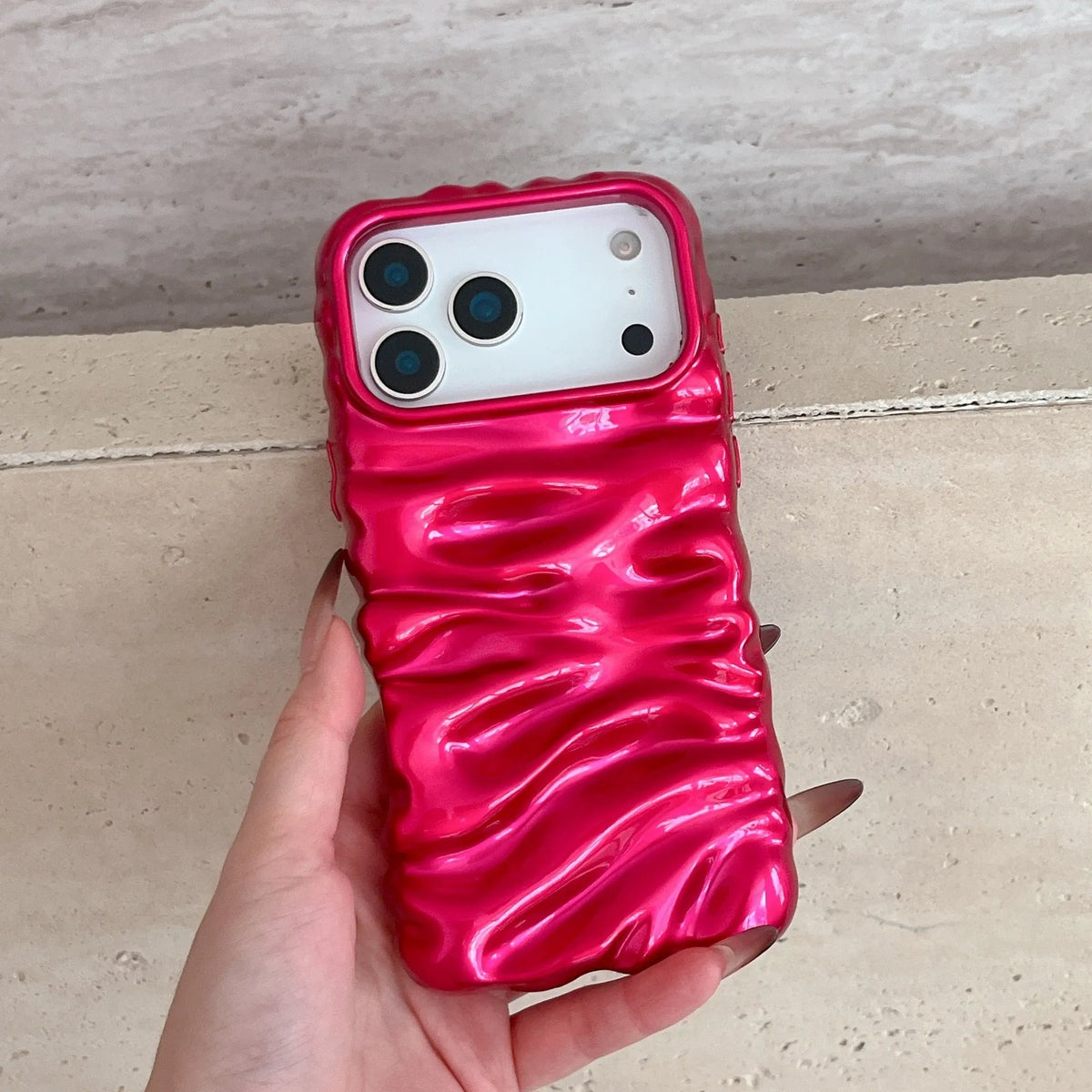 Three-dimensional pleated TPU phone case anti-fall for iPhone 13-17 green brown black