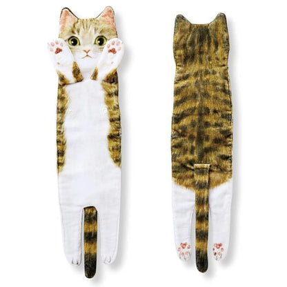 Long cat shape hand towels in various colors for bathroom and kitchen use