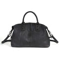 Women's retro large-capacity genuine leather handbag in brown with single shoulder strap and horizontal square shape