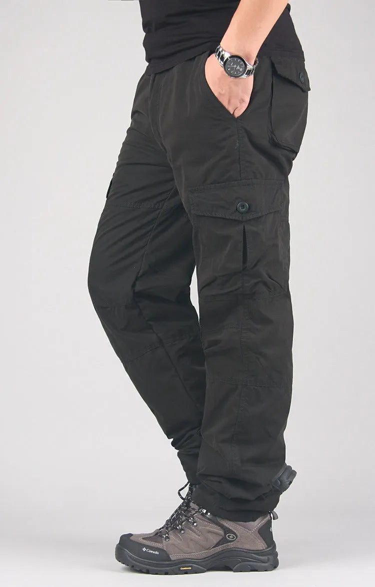 Men's stone-washed cotton overalls with velvet lining in khaki, black, and army green colour options