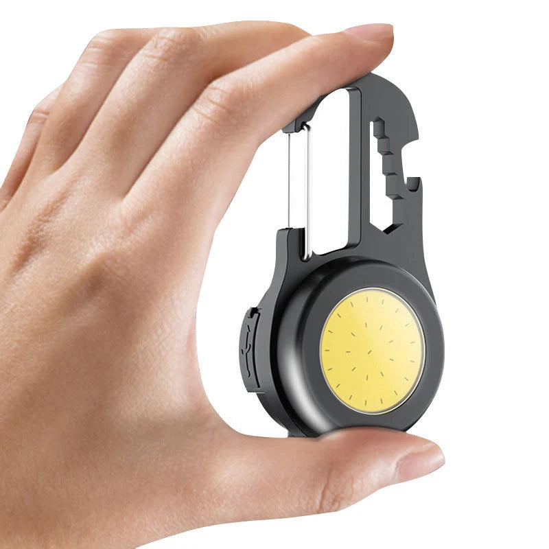 6 IN 1 Multi-functional Mini Keychain Lamp with super bright COB light and USB rechargeable feature
