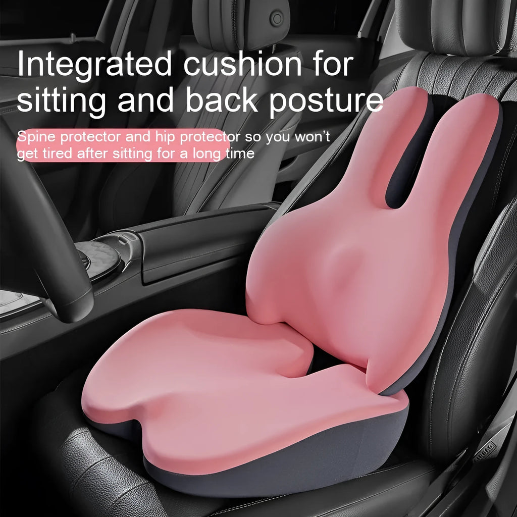 Car seat cushion set with main cushion and lumbar support pad in multiple colour options