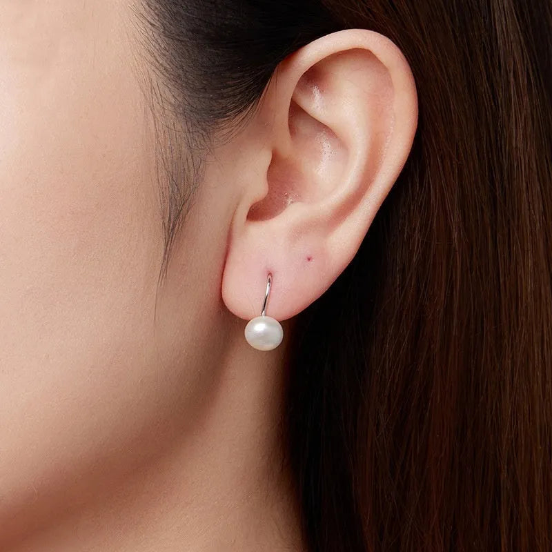 Pair of romantic pearl earrings made from S925 sterling silver with electroplated finish, BSE1214 colour