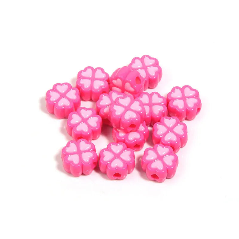 15mm frosted acrylic love clover beads in mixed colours for jewellery making