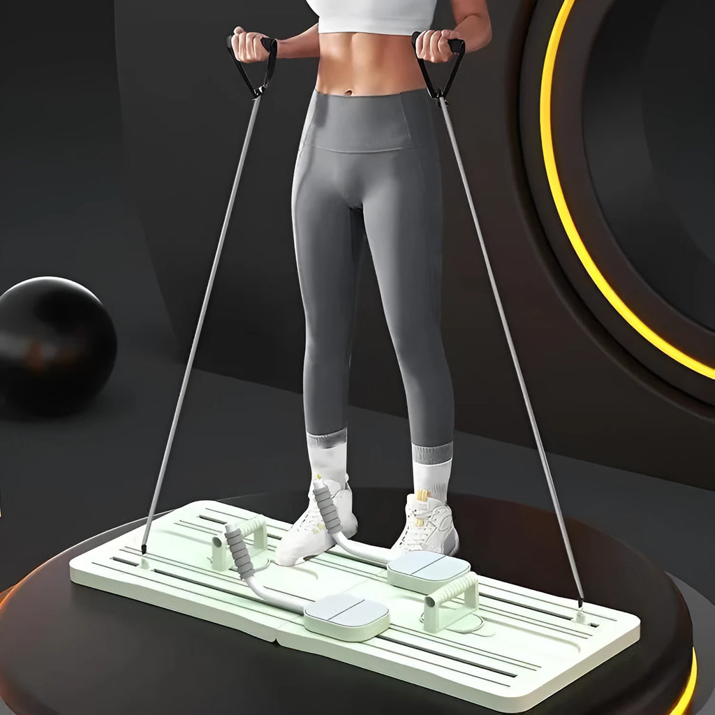 Foldable belly panel fitness board in purple colour showing flat support trainer for abdominal exercises