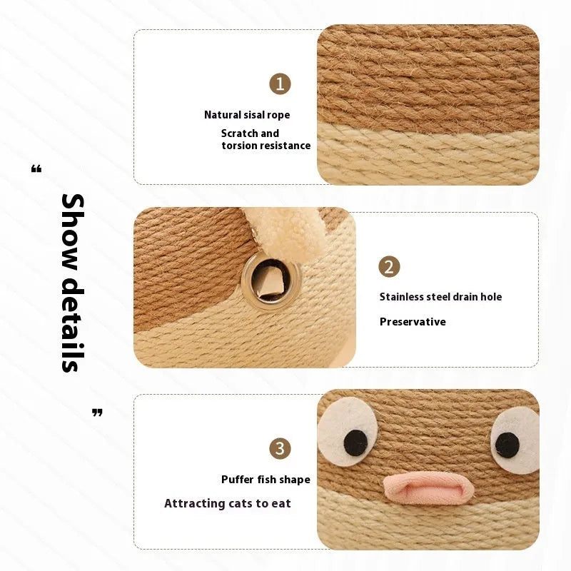 Puffer leakage food feeder sisal cube puzzle toy for dogs and cats, 15cm.