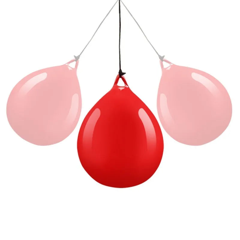 Red PVC water filled boxing reaction ball target with hook rope for hanging during training