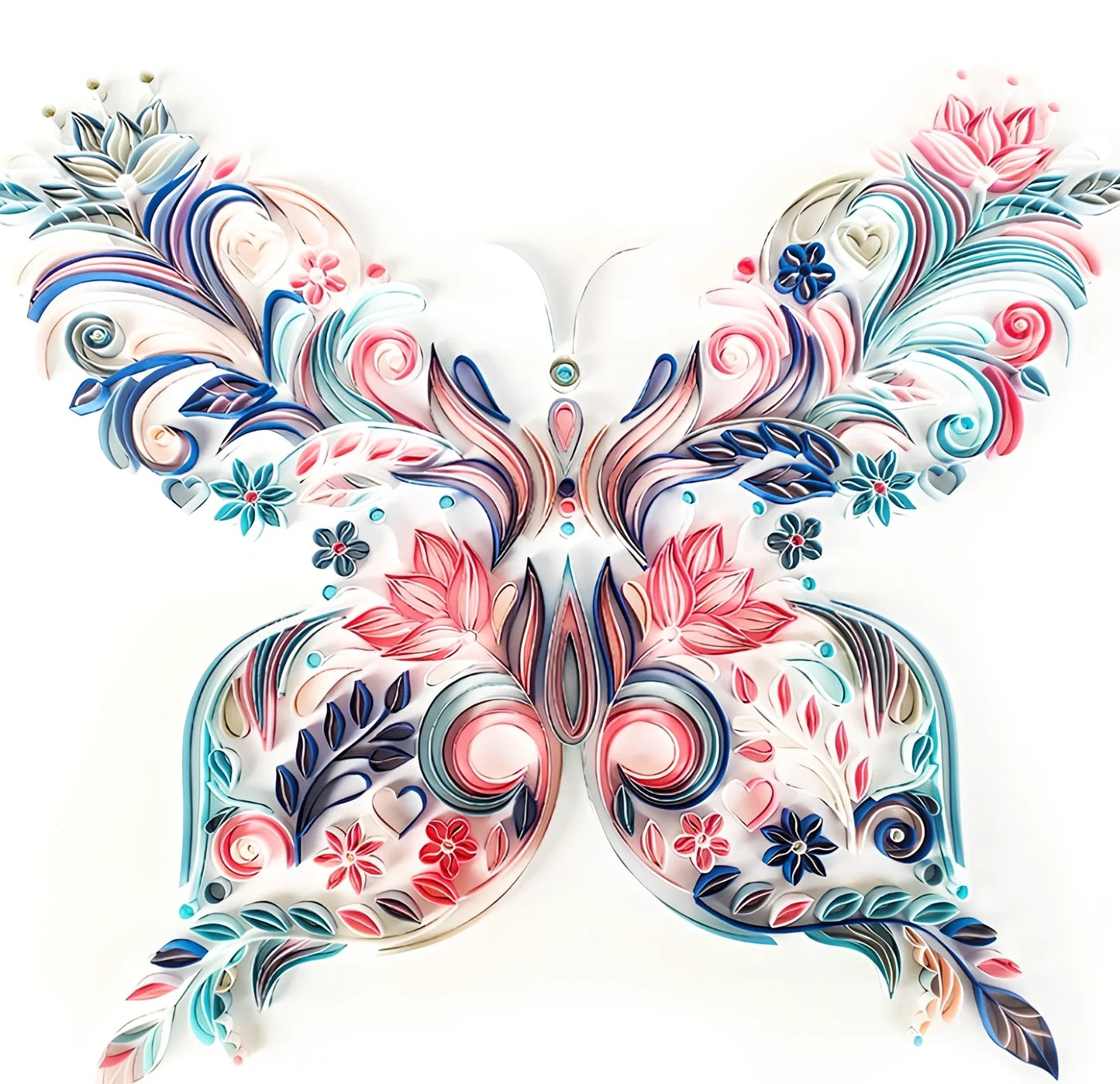 20-inch handmade butterfly quilling paper craft kit with tools including glue, scissors, awl, and tweezers