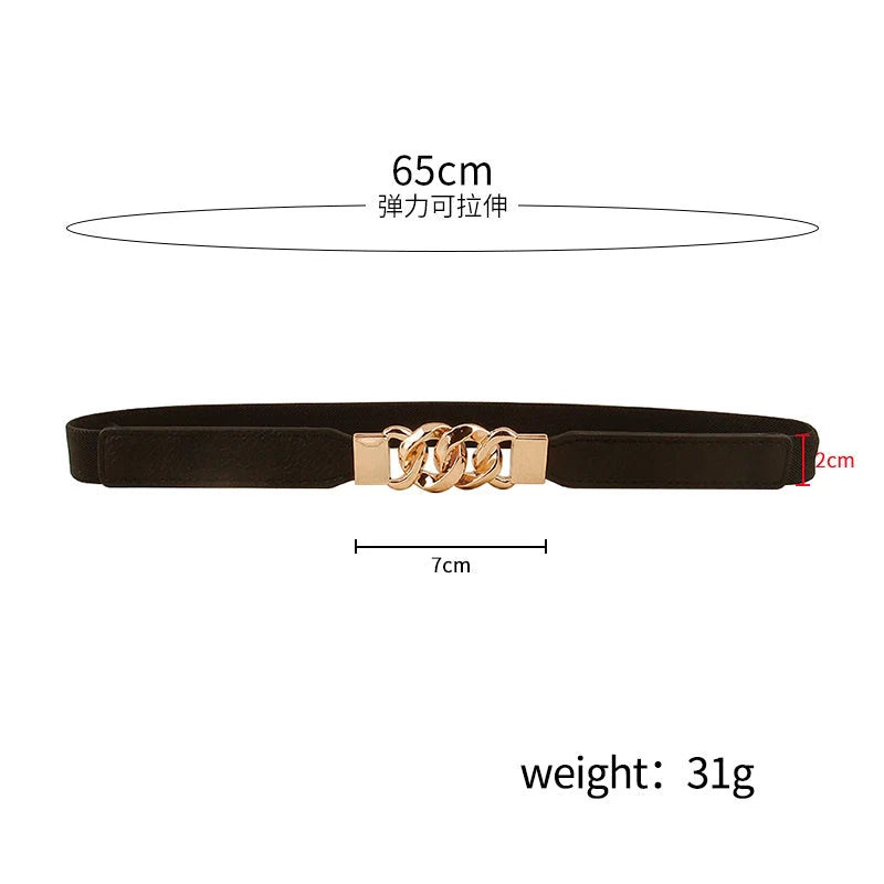 Women's fine leather waistband belt with multi-ring buckle in black, brown, and white