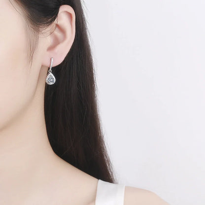 Drop shape ear studs with micro inlaid zircon stones in various colors