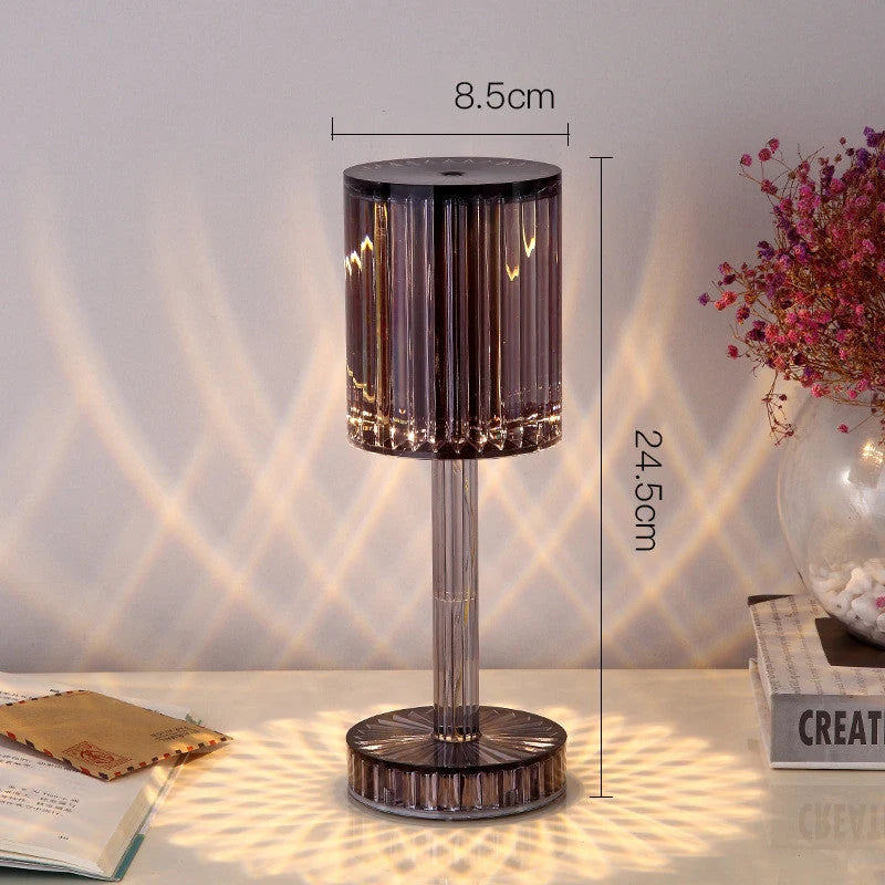 Elegant crystal table lamp with dimmable LED lighting for home decor