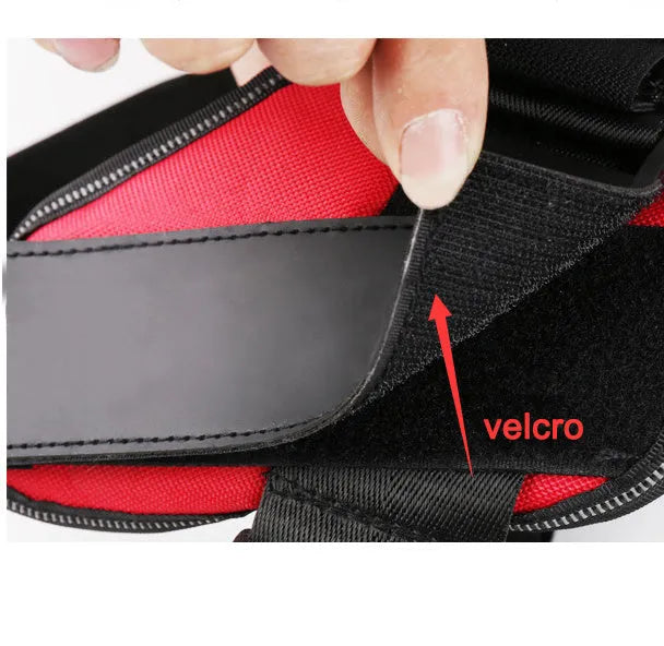 Personalised reflective nylon no-pull dog harness vest shown in a colour option, featuring adjustable straps and a patch panel.