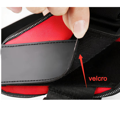 Adjustable reflective dog harness with top handle and metal D-ring for leash attachment