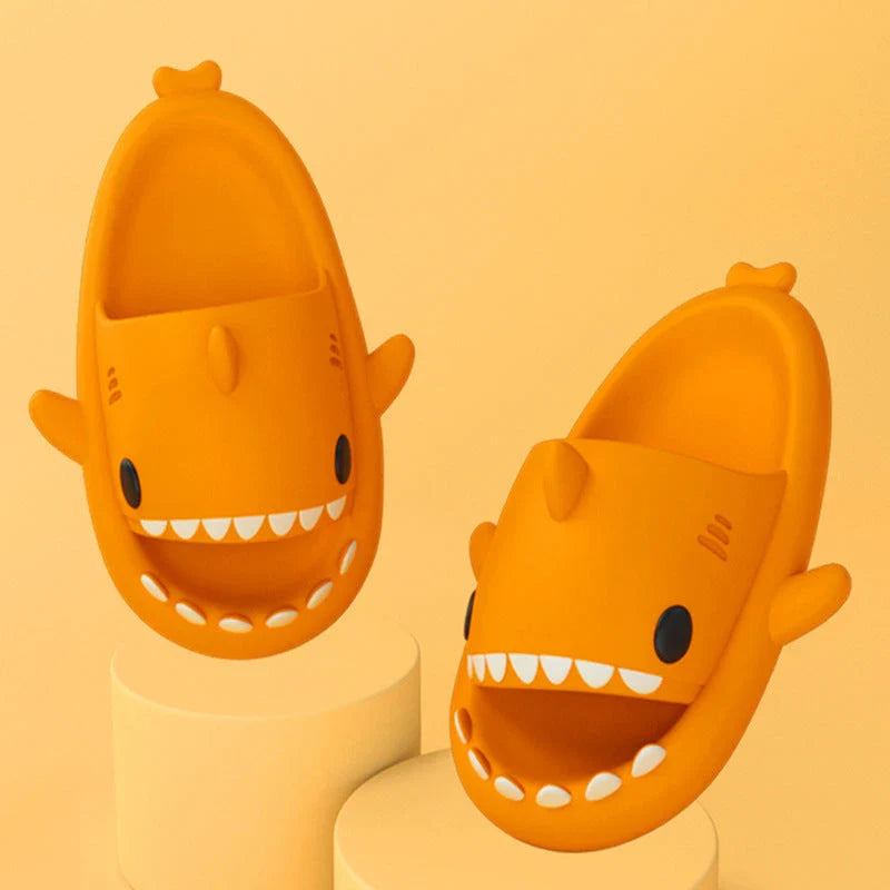 Cozy Shark Slippers with cartoon shark design, waterproof and anti-slip sole, and premium EVA material for comfort