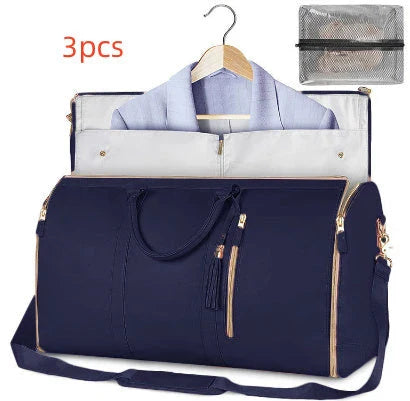 Spacious Travel Duffle Bag: Versatile Women's Handbag with Foldable Suit Compartment and Waterproof Design