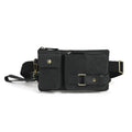 Genuine leather cowhide men's chest bag in solid colour with crossbody strap