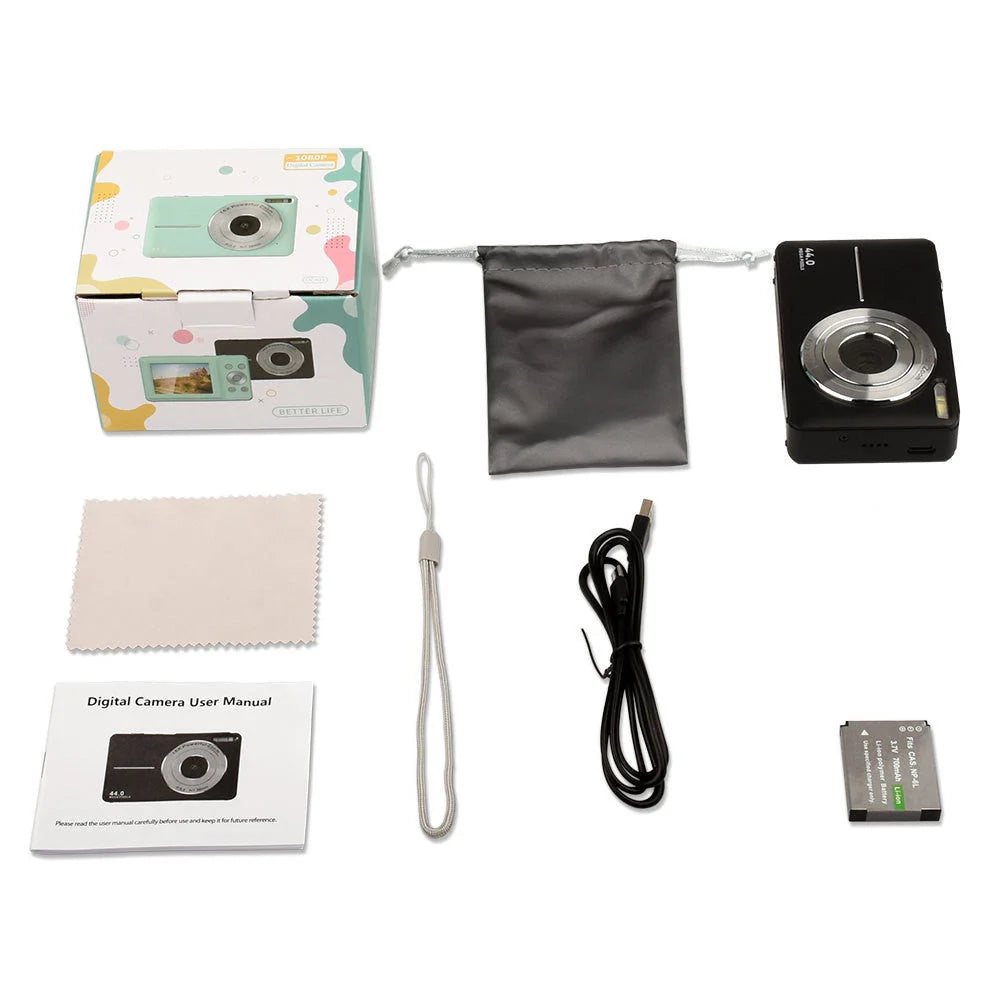 Children's mini digital camera capturing high-quality 44MP photos and 1080P videos