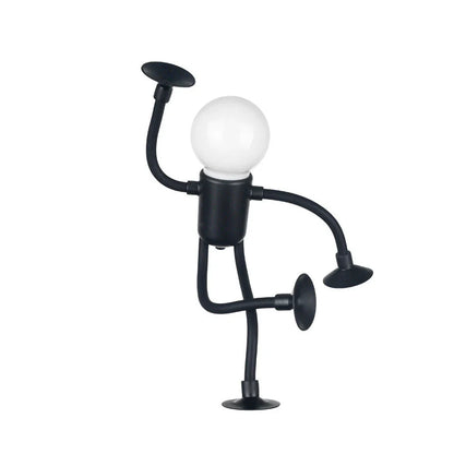 Versatile posable sports lamp with flexible design and vacuum suction base, available in beige, pink, blue, and black colors