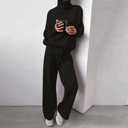 Women's casual turtleneck sweater and drawstring pants set in various colours