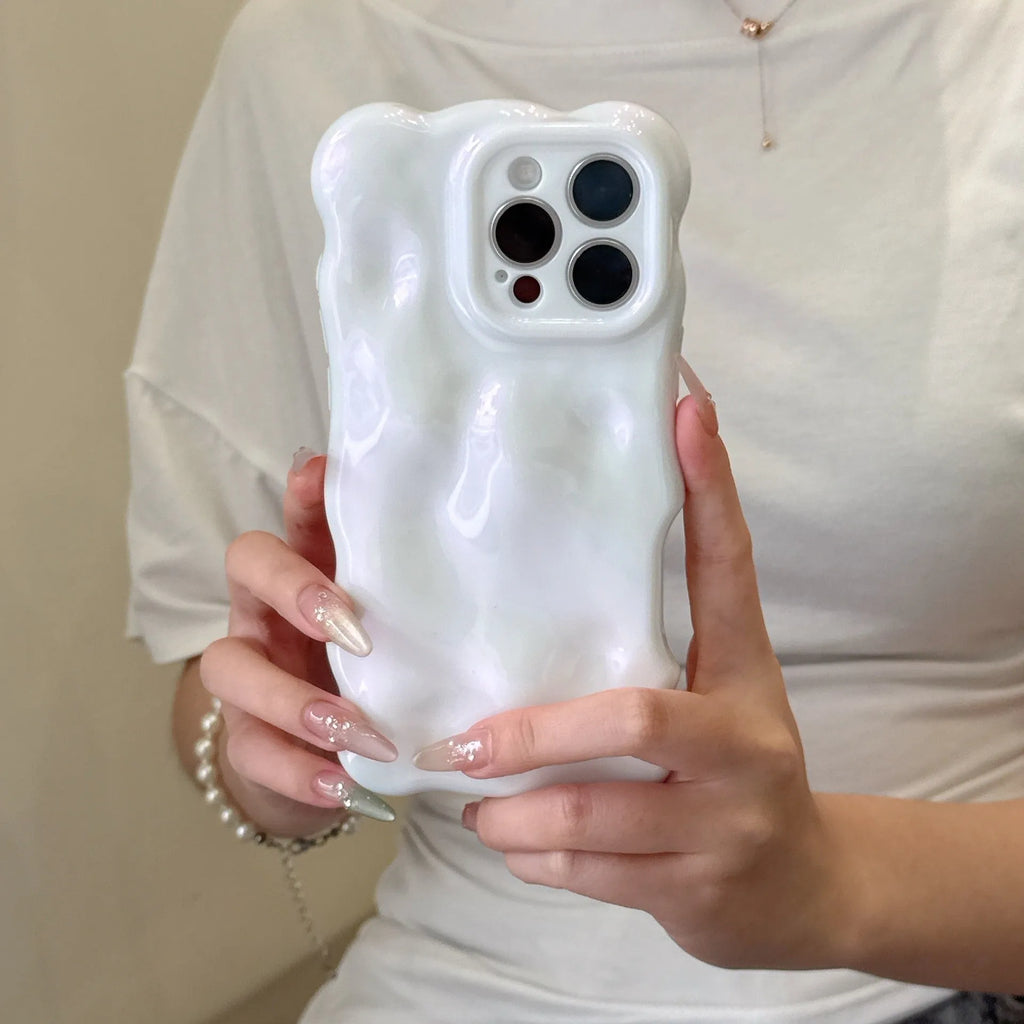 TPU wave shell phone case for iPhone in cream yellow with anti-fall and anti-fingerprint finish