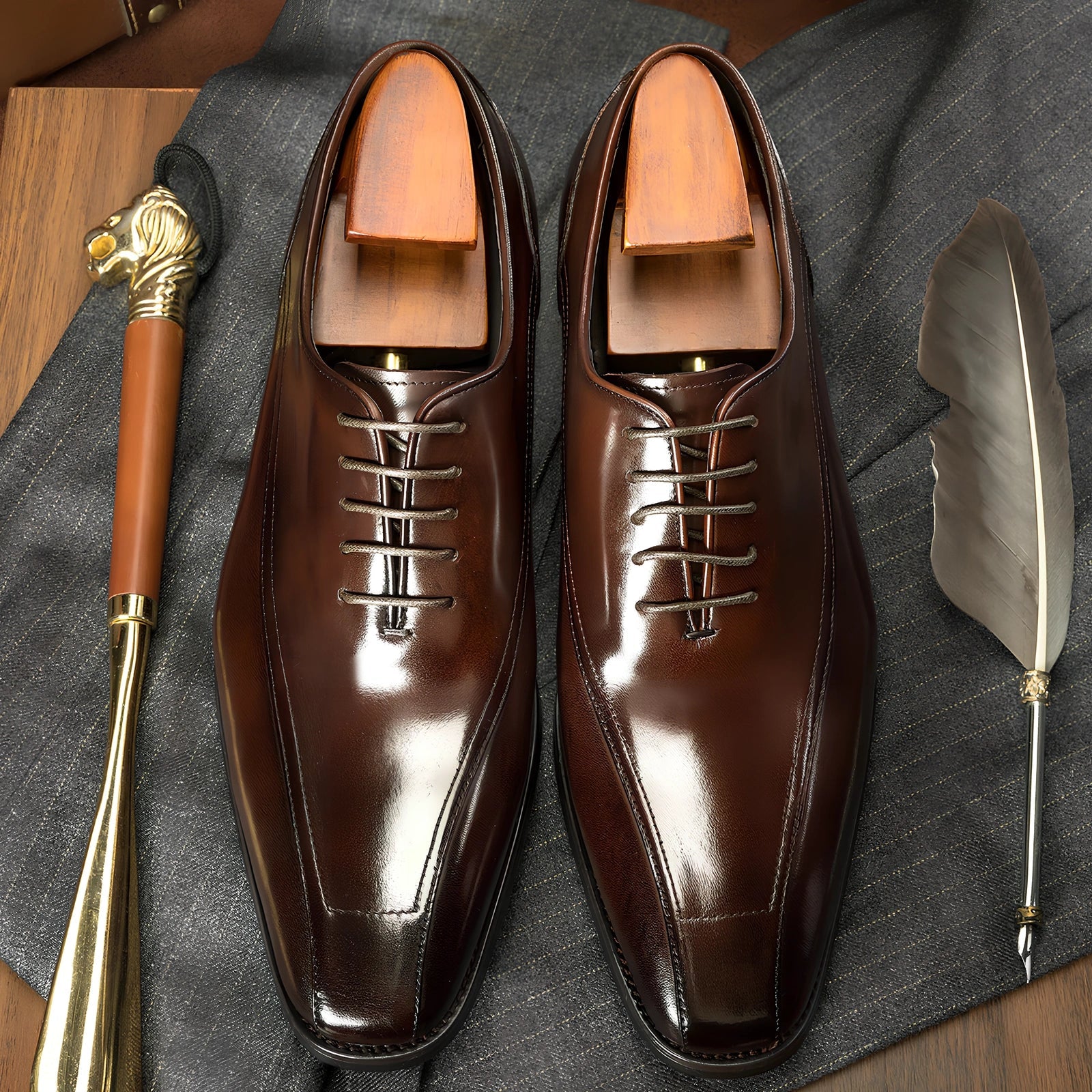 Men's black casual Oxford leather shoes with rubber non-slip sole, low-top breathable design, size EU 37-44