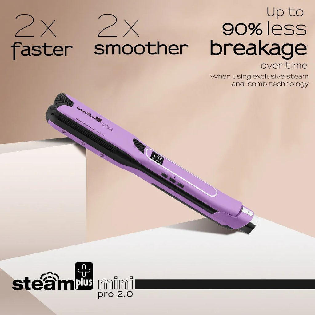 Mini steam splint spray hair straightener curler in champagne colour with 200W power rating