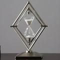 Metal sand clock timer ornament in bronze or silver finish with 15 or 30 minute timing