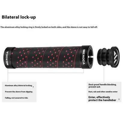 Lockable bicycle handlebar covers with anti-slip winding pattern in black-red colour combination