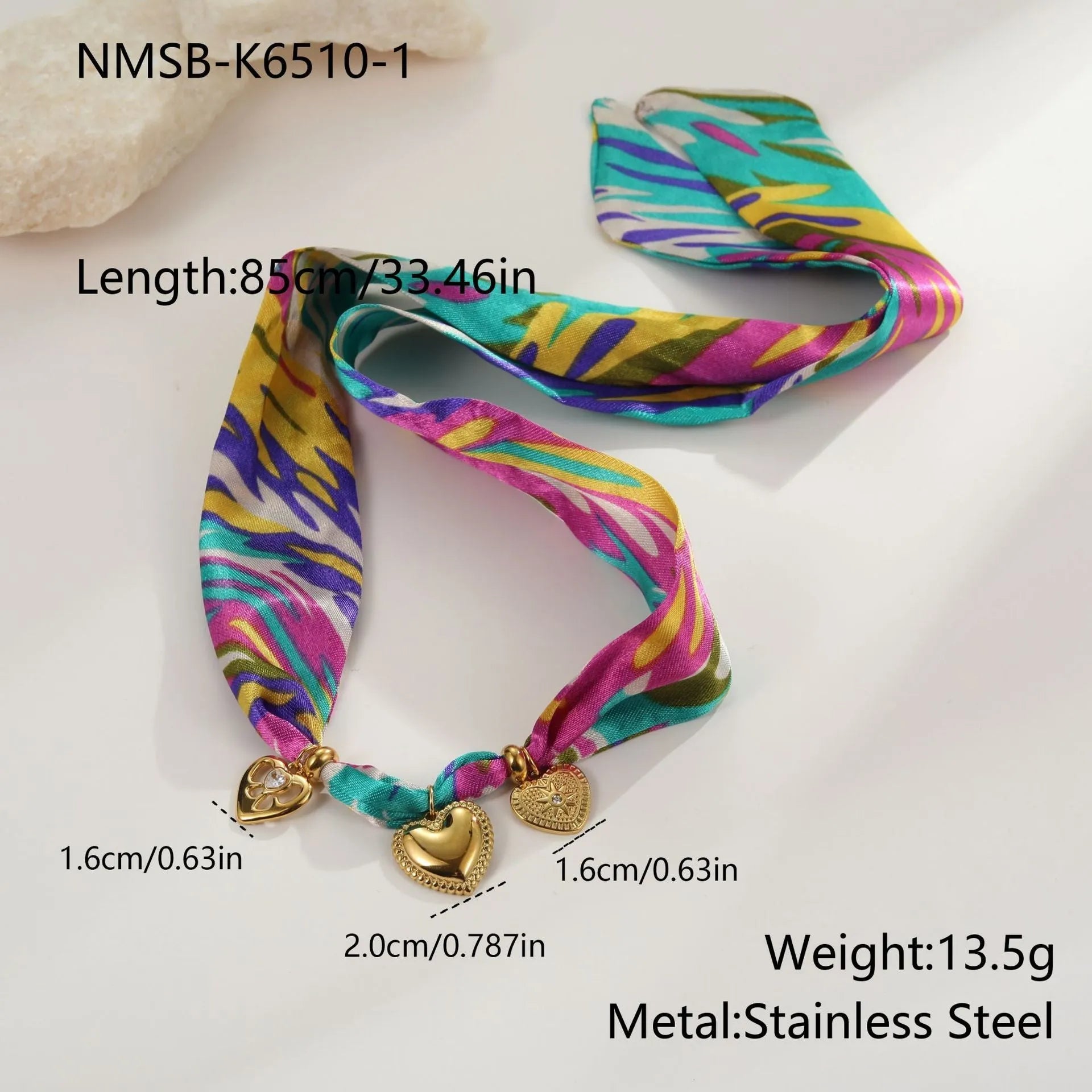 Geometric pendant jewellery with adjustable chain on stainless steel background