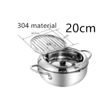 Stainless steel folding frying basket with thermometer for perfect frying