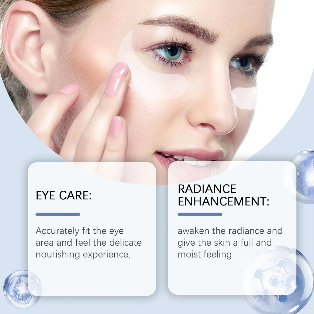 Single pair of elastic microneedle eye care patches on a white background