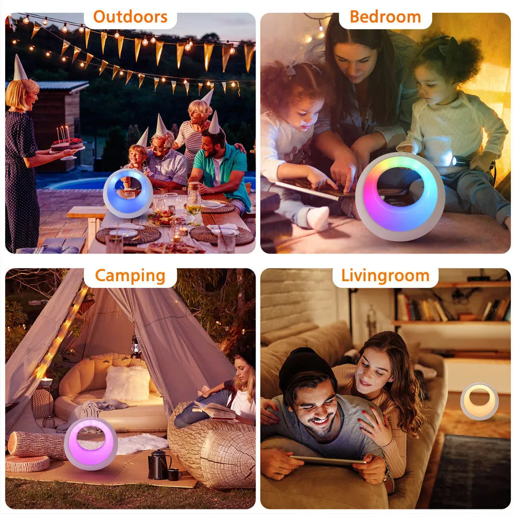 Creative Touch small RGB colour-changing night lamp with remote control on desk