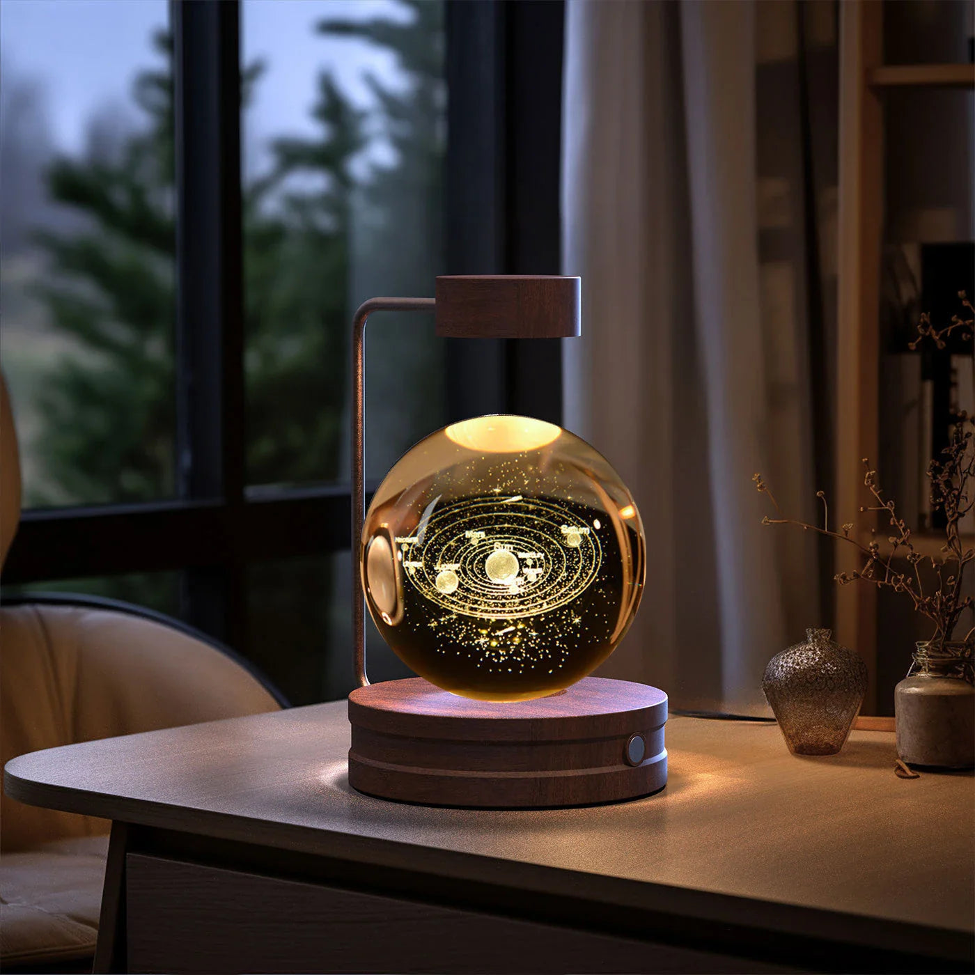Dazzling crystal ball nightlight with captivating cosmic designs, creating a warm, soothing ambiance in your home
