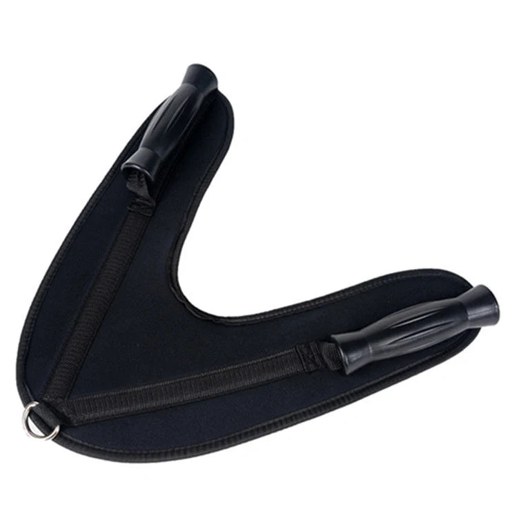 Black abdominal strap handle leggings with 35mm diameter handles and D-rings for strength training