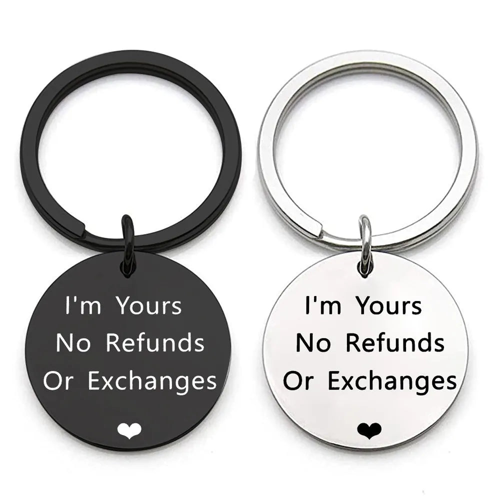 Titanium steel keychain 30mm width unisex design steel colour finish on white background