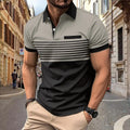 Casual striped shirt with chest pocket for men, loose fit, available in multiple colours