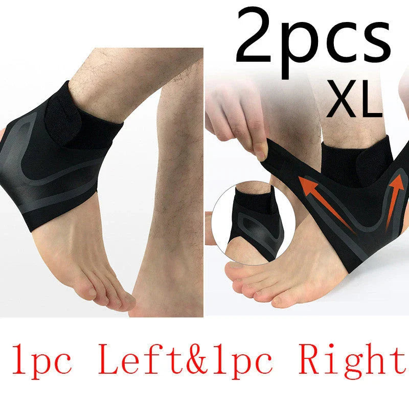 Adjustable ankle support brace for sports and running in black