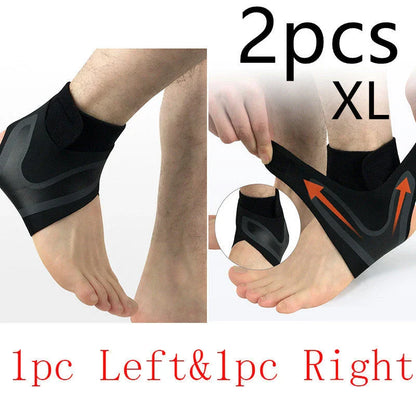 Adjustable ankle support brace for sports and running in black