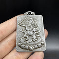 Hand-crafted iron pendant with Chinese geometric design in No 1 Aryaacalanatha Yamantaka colour.