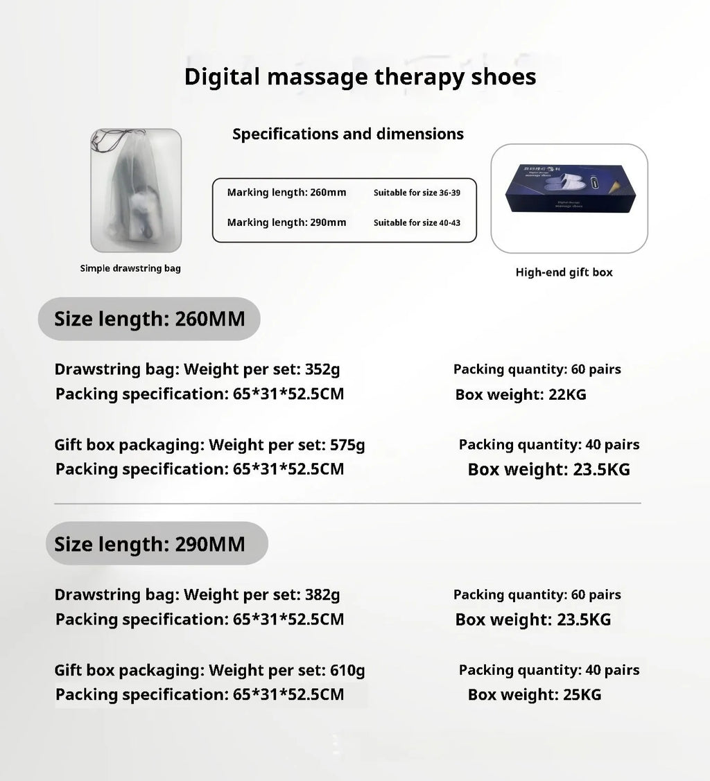 Gray massage slippers with pulse electrode micro current physiotherapy, non-slip sole, linen fabric upper, 260mm or 290mm