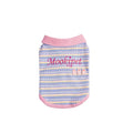 Pink purple small dog autumn vest showing front view with size options from XXS to XXL